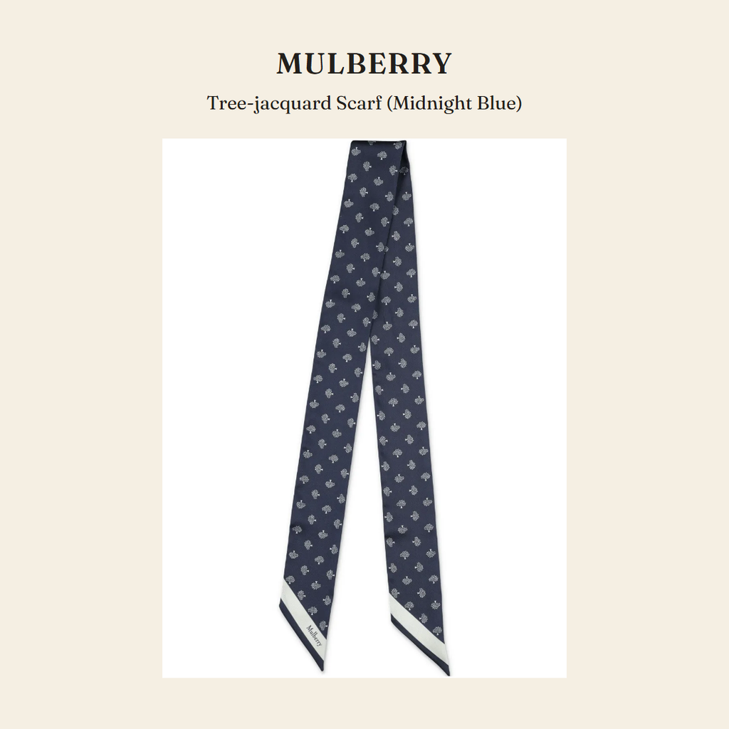 멀버리(Mulberry) Tree-jacquard Scarf (Midnight Blue) 스카프 - 영국 정품 직수입 | Lhea UK(레아영국)