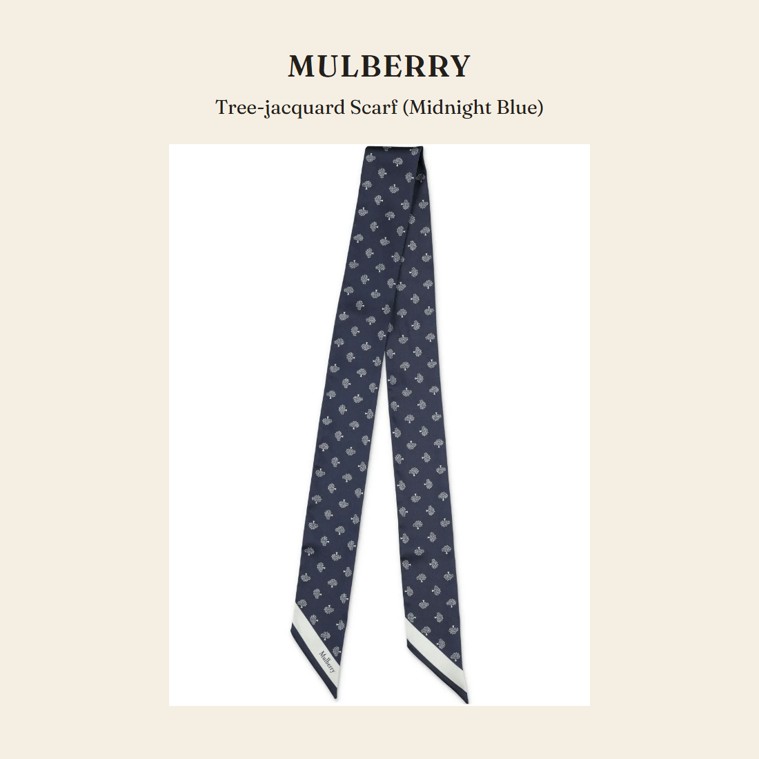 멀버리(Mulberry) Tree-jacquard Scarf (Midnight Blue) 스카프 - 영국 정품 직수입 | Lhea UK(레아영국)