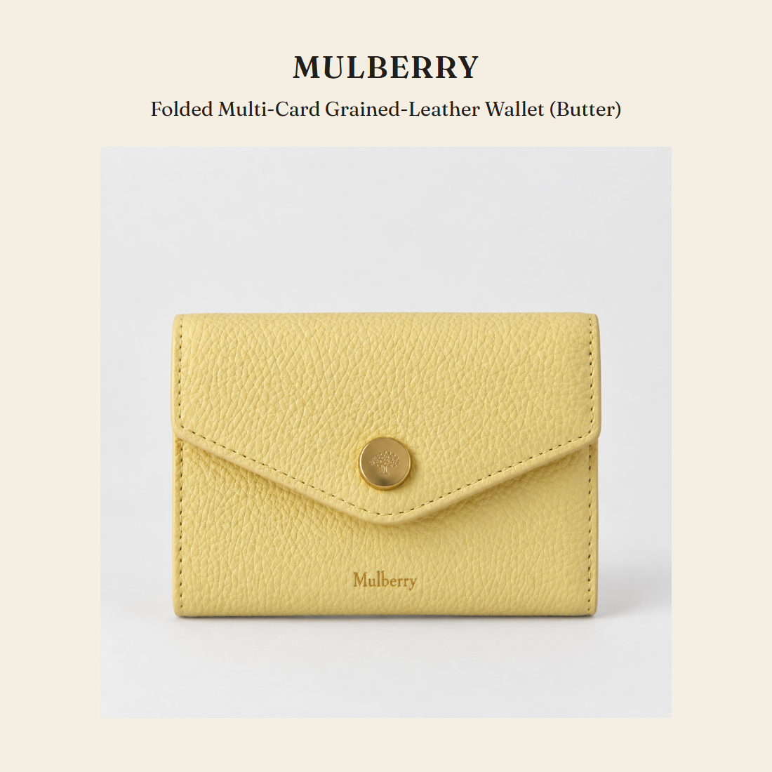 멀버리(Mulberry) Folded Multi-Card Grained-Leather Wallet (Butter) 지갑 - 영국 정품 직수입 | Lhea UK(레아영국)