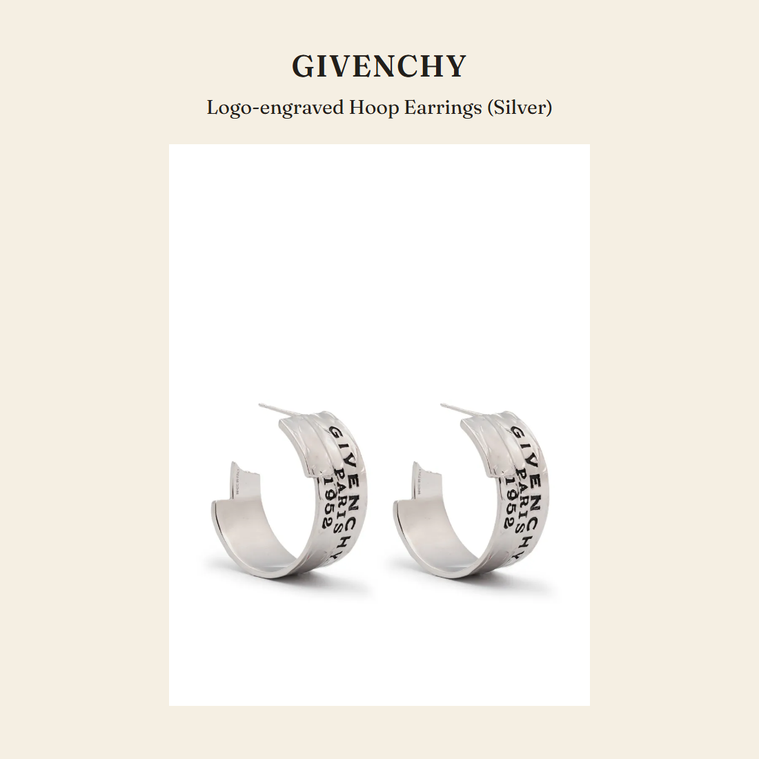 지방시(Givenchy) Logo-engraved Hoop Earrings (Silver) 주얼리 - 영국 정품 직수입 | Lhea UK(레아영국)
