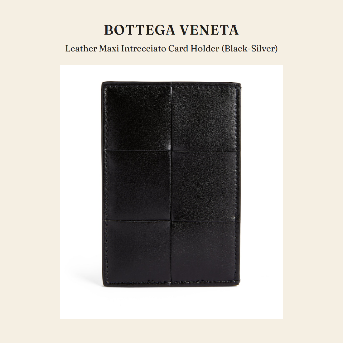 보테가 베네타(Bottega Veneta) Leather Maxi Intrecciato Card Holder (Black-Silver) 지갑 - 영국 정품 직수입 | Lhea UK(레아영국)