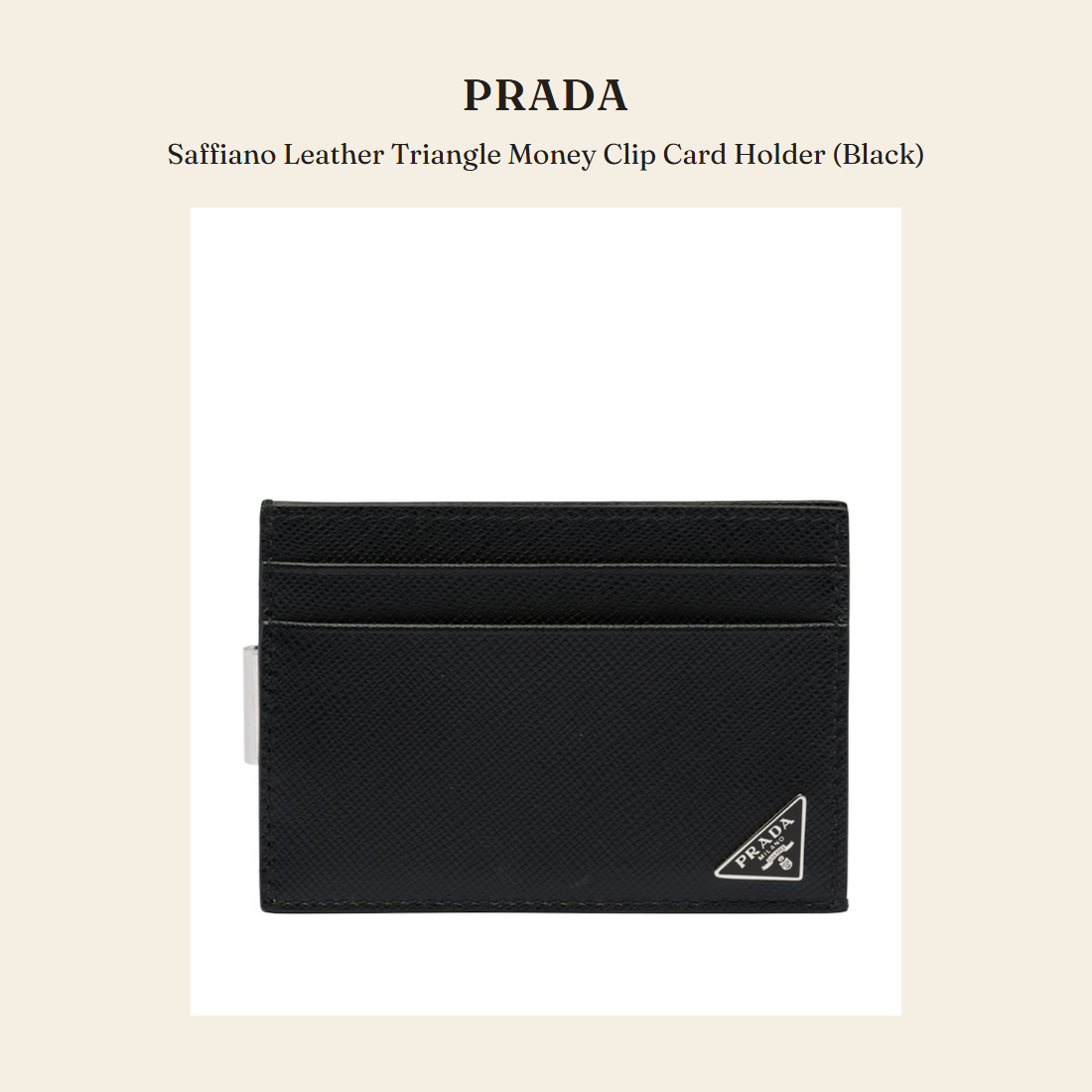프라다(Prada) Saffiano Leather Triangle Money Clip Card Holder (Black) 지갑 - 영국 정품 직수입 | Lhea UK(레아영국)