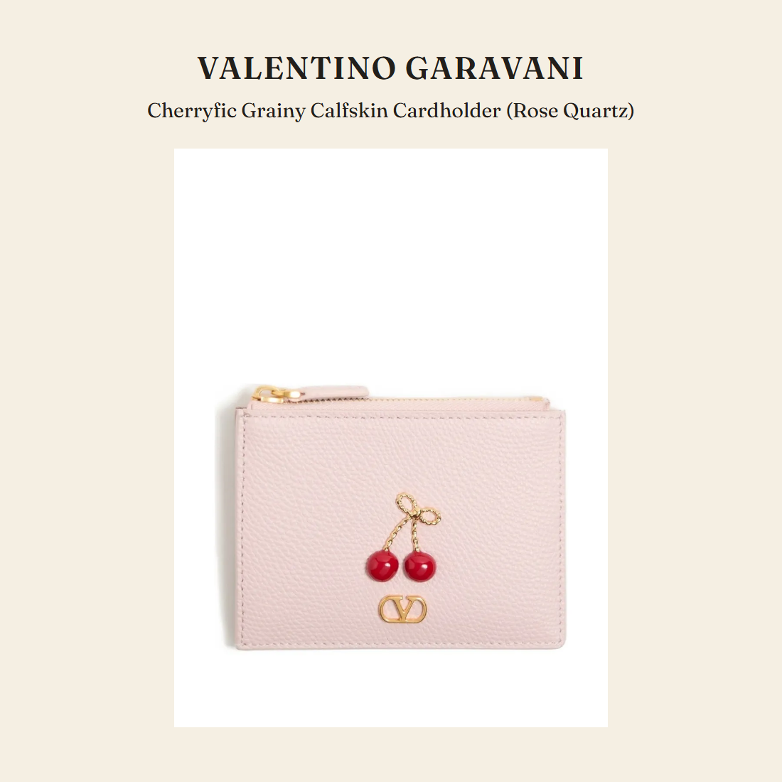 발렌티노 가라바니(Valentino Garavani) Cherryfic Grainy Calfskin Cardholder (Rose Quartz) 지갑 - 영국 정품 직수입 | Lhea UK(레아영국)