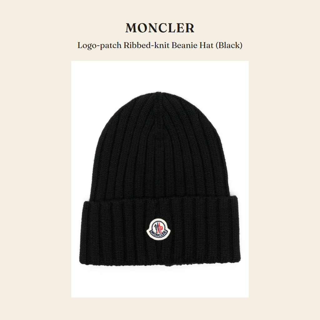 몽클레르(Moncler) Logo-patch Ribbed-knit Beanie Hat (Black) 모자 - 영국 정품 직수입 | Lhea UK(레아영국)