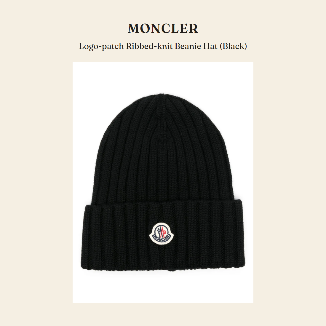 몽클레르(Moncler) Logo-patch Ribbed-knit Beanie Hat (Black) 모자 - 영국 정품 직수입 | Lhea UK(레아영국)