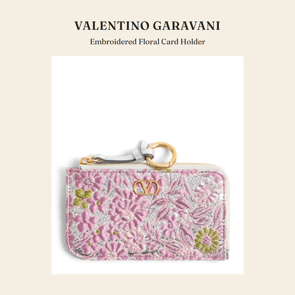 발렌티노 가라바니(Valentino Garavani) Embroidered Floral Card Holder 지갑 - 영국 정품 직수입 | Lhea UK(레아영국)