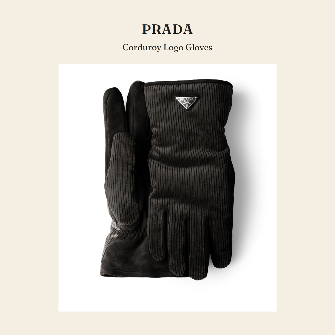 프라다(Prada) Corduroy Logo Gloves 장갑 - 영국 정품 직수입 | Lhea UK(레아영국)