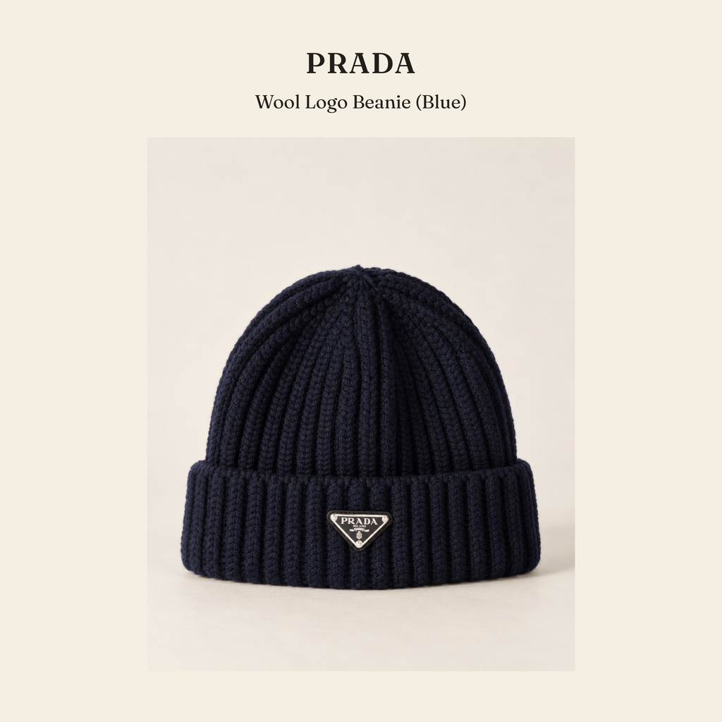 프라다(Prada) Wool Logo Beanie (Blue) 모자 - 영국직구 정품 | 레아영국