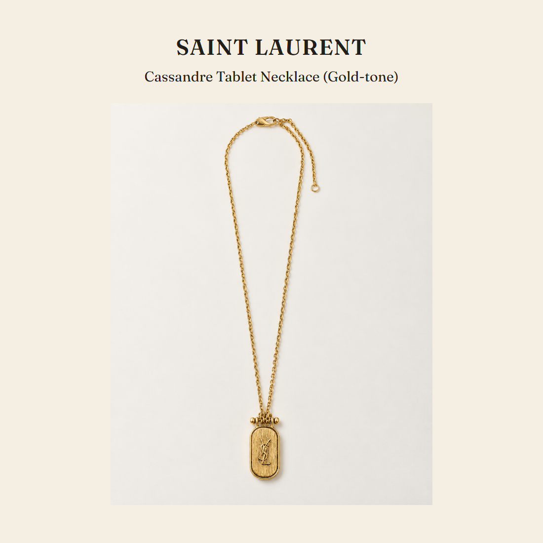 생로랑(Saint Laurent) Cassandre Tablet Necklace (Gold-tone) 주얼리 - 영국 정품 직수입 | Lhea UK(레아영국)