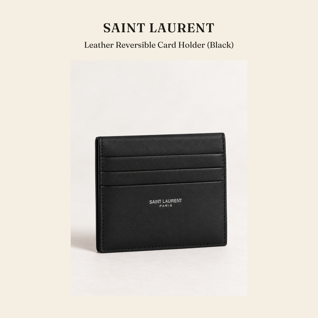 생로랑(Saint Laurent) Leather Reversible Card Holder (Black) 지갑 - 영국직구 정품 | 레아영국