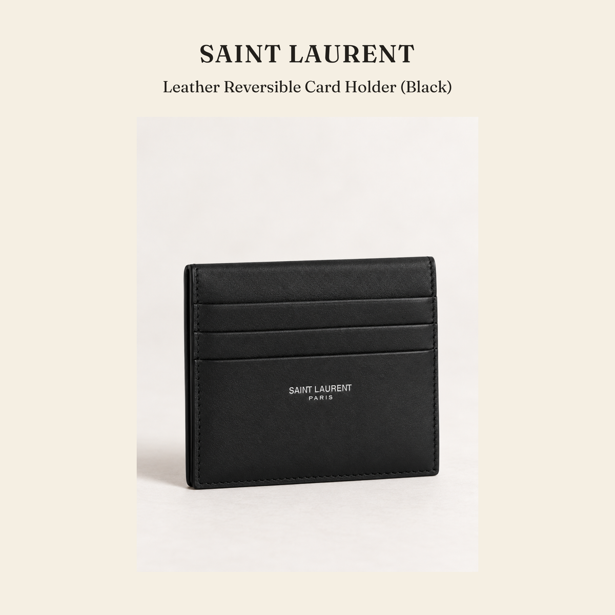생로랑(Saint Laurent) Leather Reversible Card Holder (Black) 지갑 - 영국직구 정품 | 레아영국