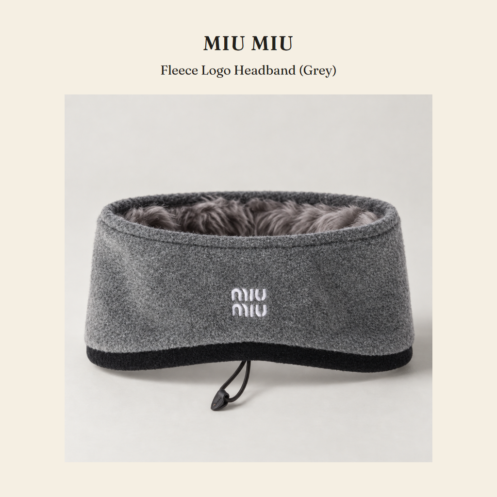 미우미우(Miu Miu) Fleece Logo Headband (Grey) 모자 - 영국 정품 직수입 | Lhea UK(레아영국)