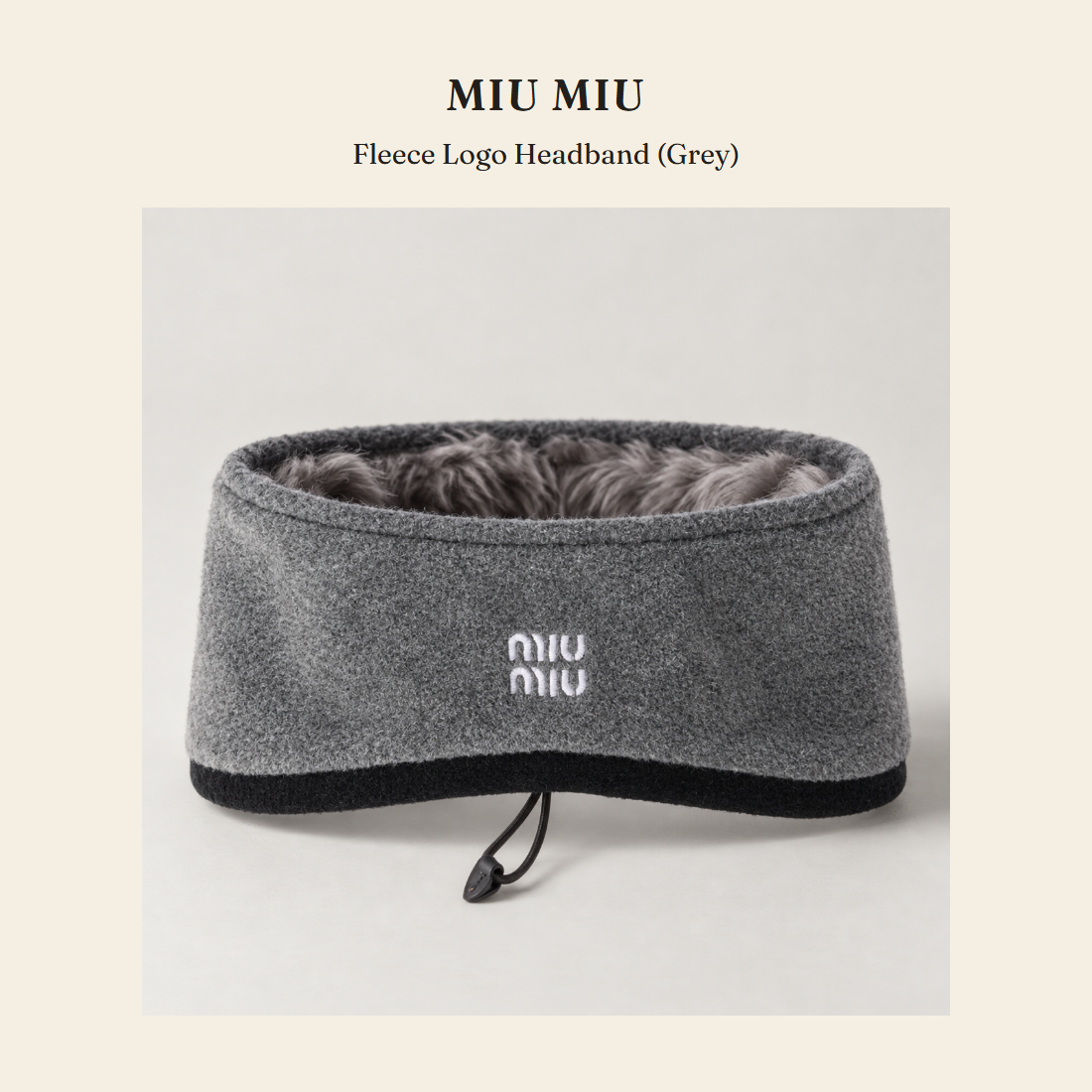 미우미우(Miu Miu) Fleece Logo Headband (Grey) 모자 - 영국 정품 직수입 | Lhea UK(레아영국)