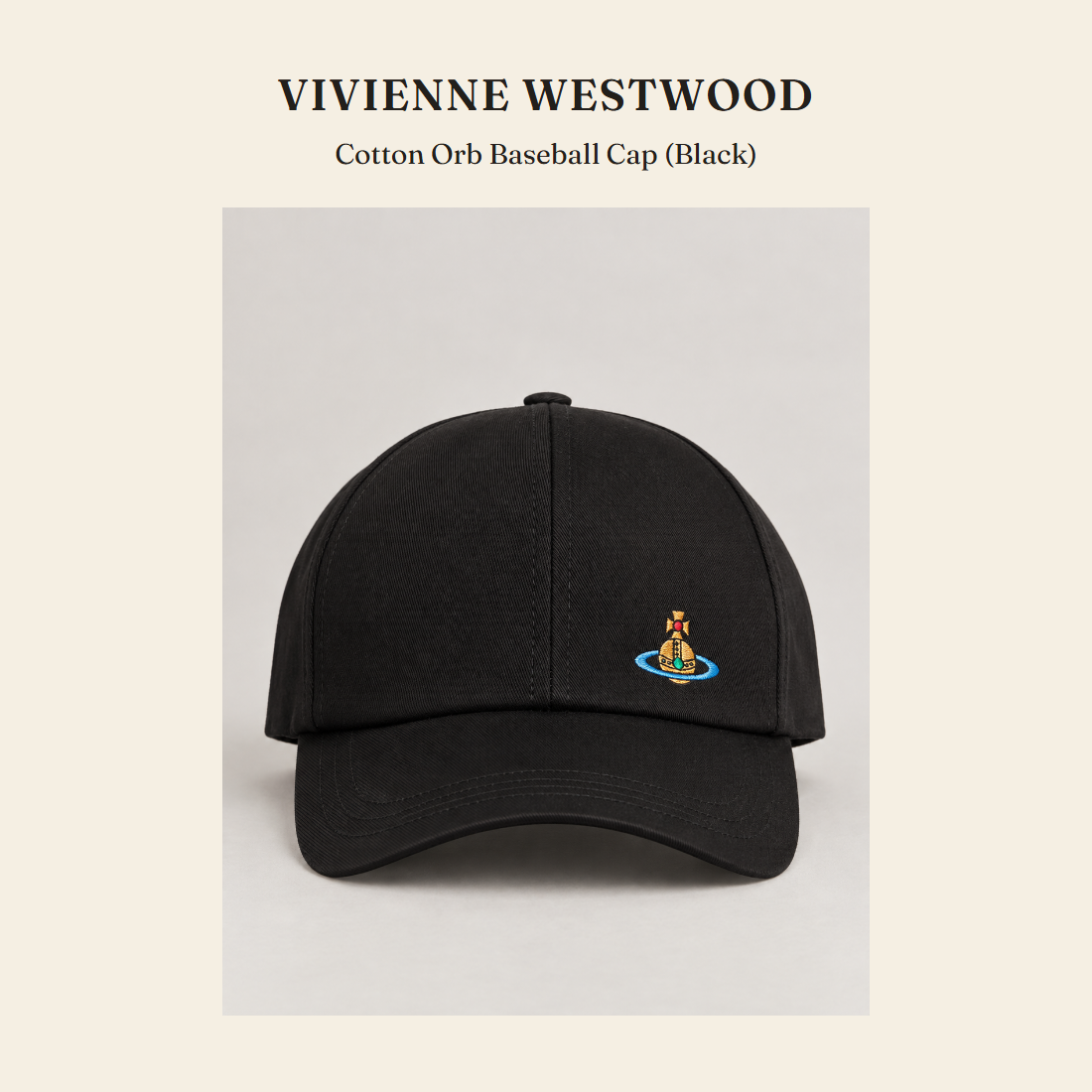 비비안 웨스트우드(Vivienne Westwood) Cotton Orb Baseball Cap (Black) 모자 - 영국 정품 직수입 | Lhea UK(레아영국)