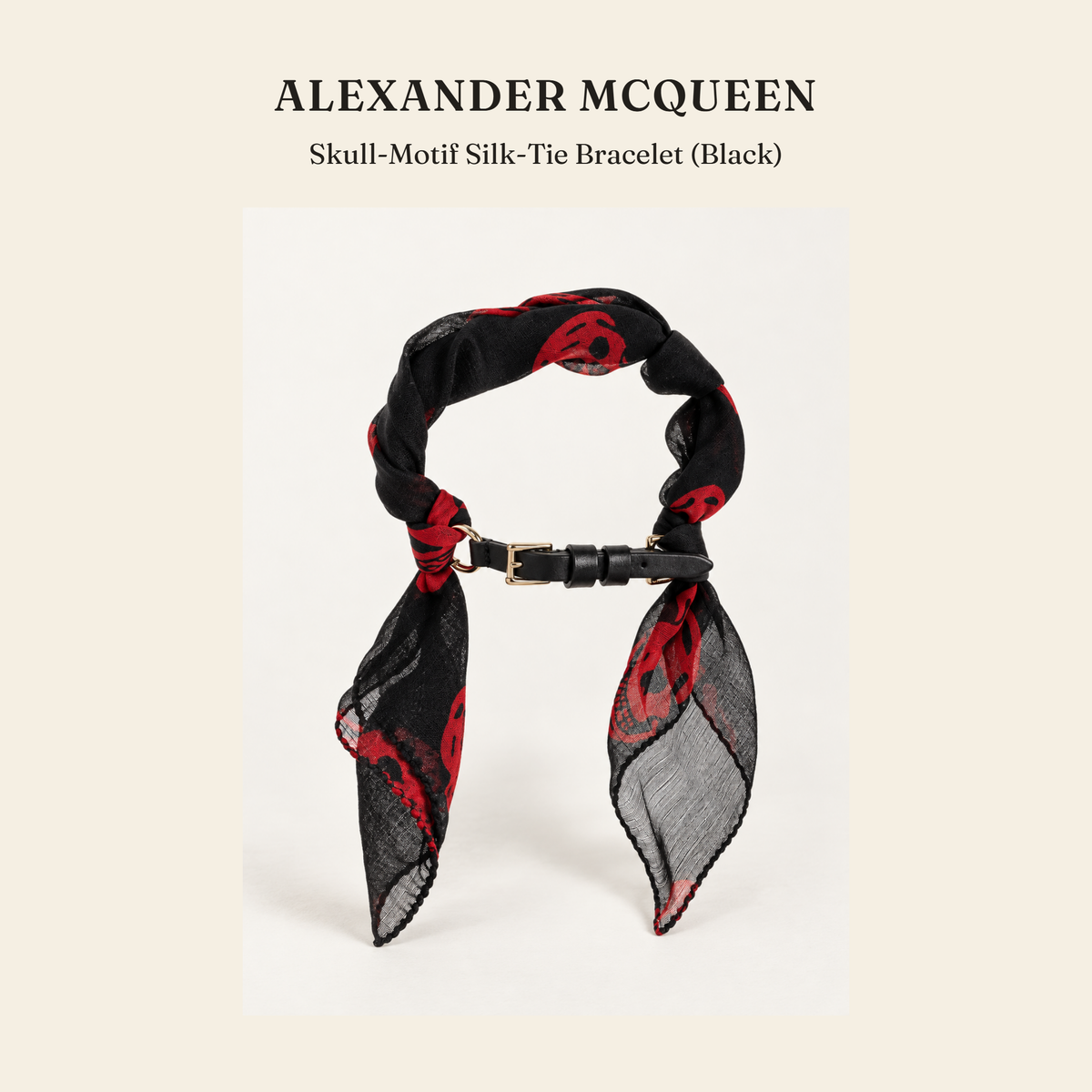 알렉산더 맥퀸(Alexander McQueen) Skull-Motif Silk-Tie Bracelet (Black) 주얼리 - 영국직구 정품 | 레아영국