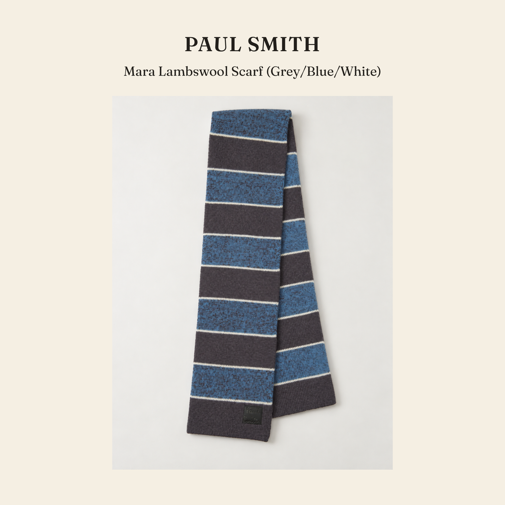 폴 스미스(Paul Smith) Mara Lambswool Scarf (Grey/Blue/White) 스카프 - 영국직구 정품 | 레아영국