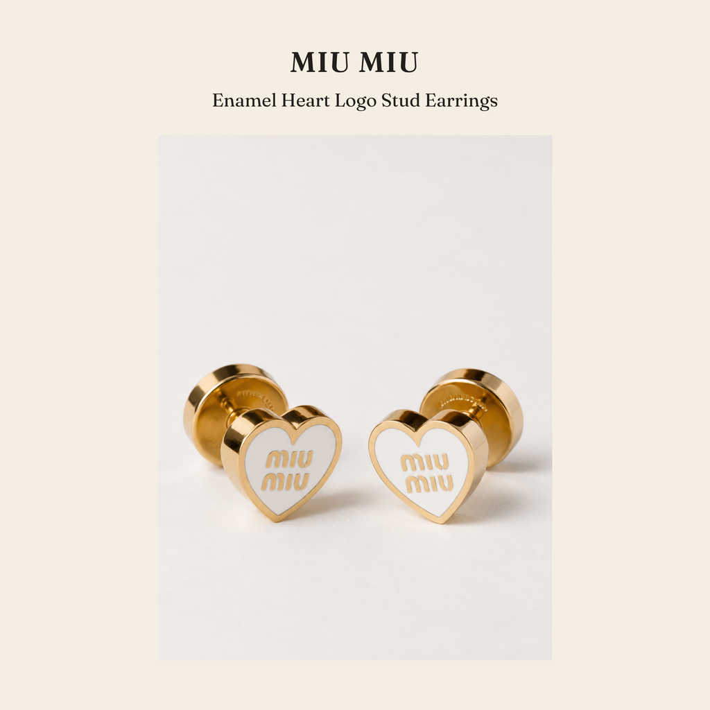 미우미우(Miu Miu) Enamel Heart Logo Stud Earrings - 영국직구 정품 | 레아영국