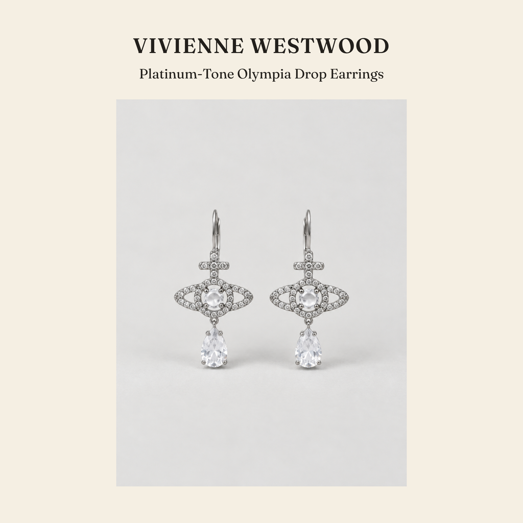 비비안 웨스트우드(Vivienne Westwood) Platinum-Tone Olympia Drop Earrings - 영국직구 정품 | 레아영국