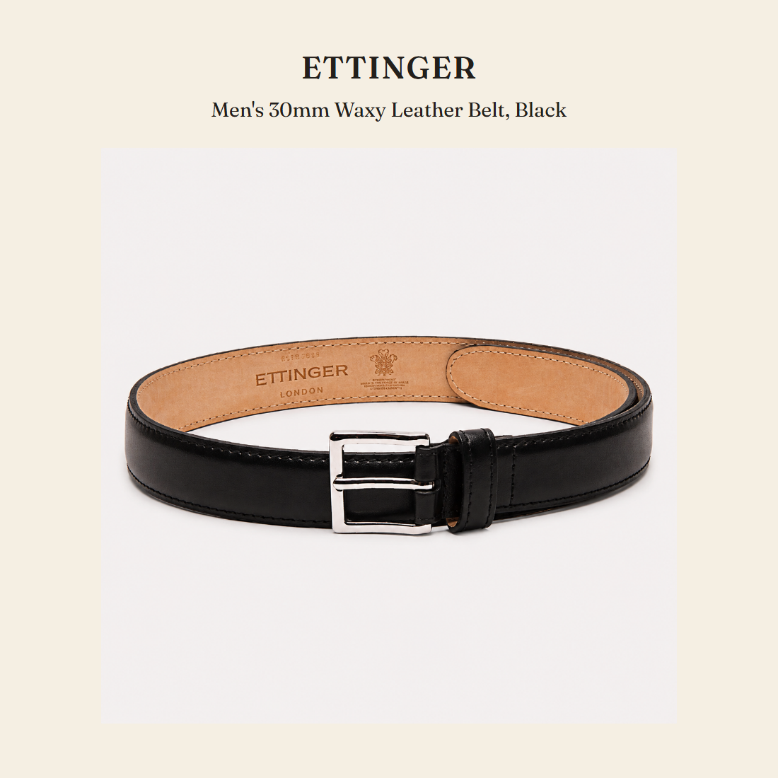 에팅거(Ettinger) Men's 30mm Waxy Leather Belt, Black 벨트 - 영국 정품 직수입 | Lhea UK(레아영국)