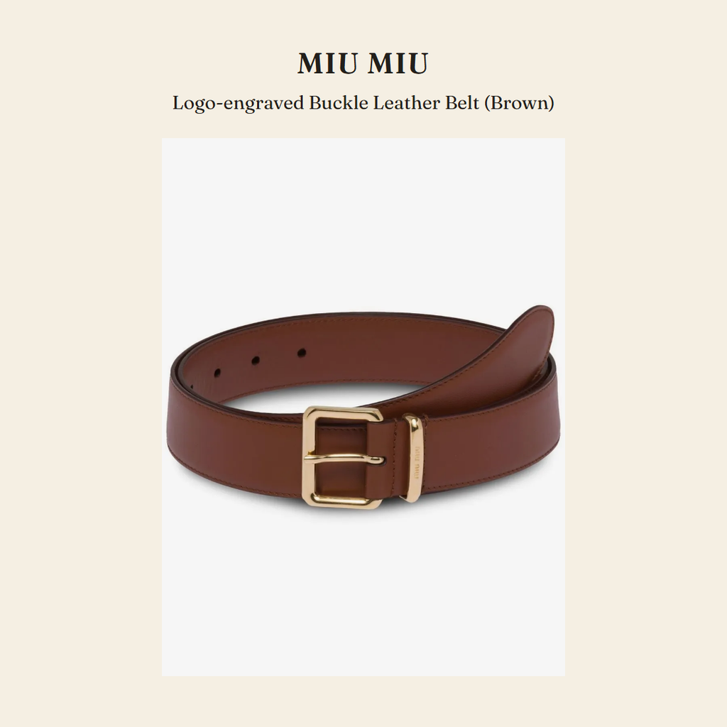 미우미우(Miu Miu) Logo-engraved Buckle Leather Belt (Brown) 벨트 - 영국 정품 직수입 | Lhea UK(레아영국)