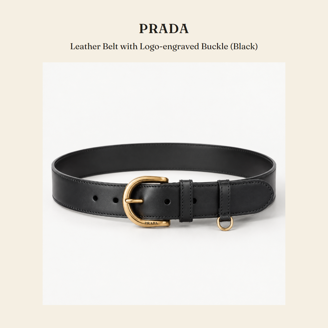 프라다(Prada) Leather Belt with Logo-engraved Buckle (Black) 벨트 - 영국 정품 직수입 | Lhea UK(레아영국)