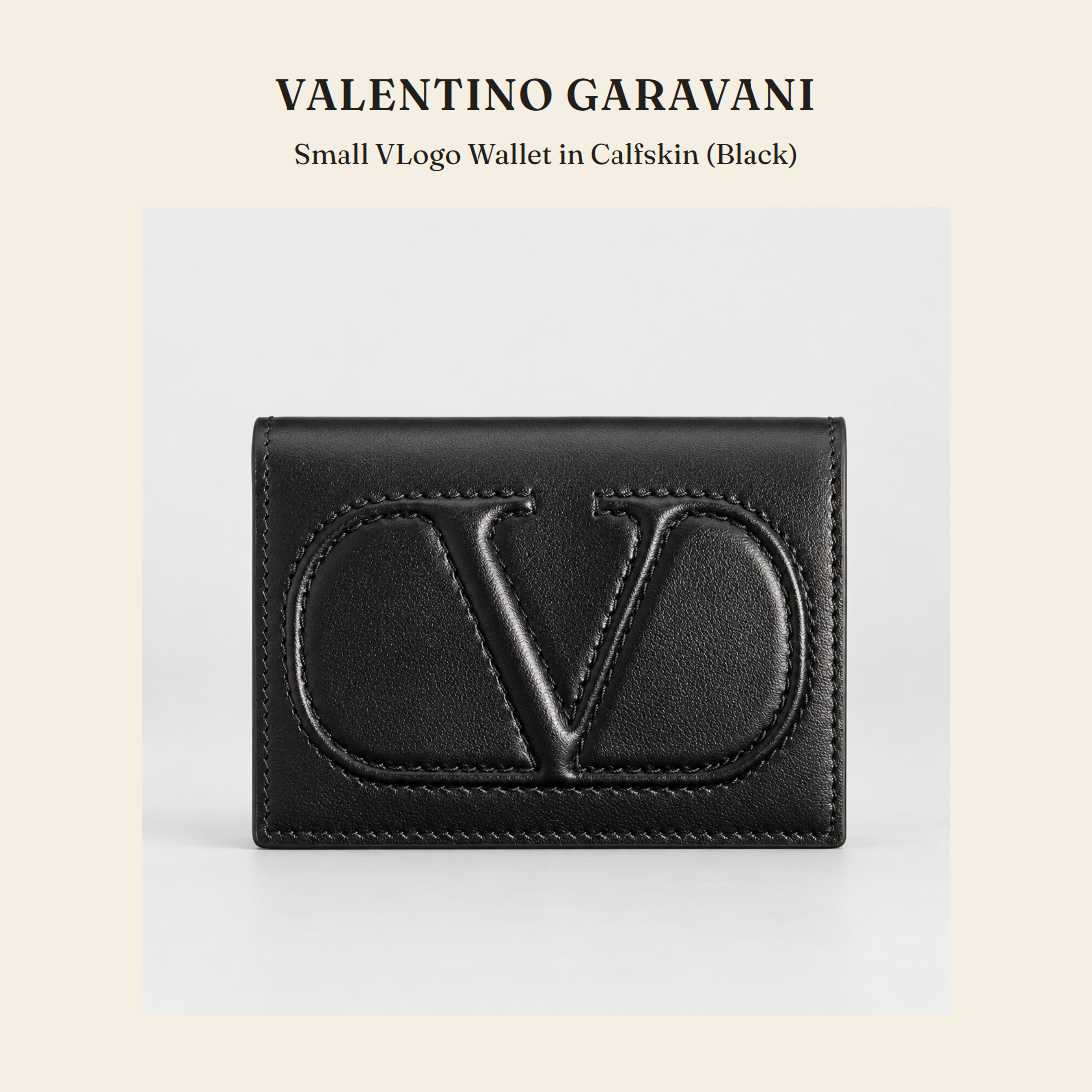 Valentino Garavani Small VLogo Wallet in Calfskin (Black) 지갑 - 영국 정품 직수입 | Lhea UK(레아영국)
