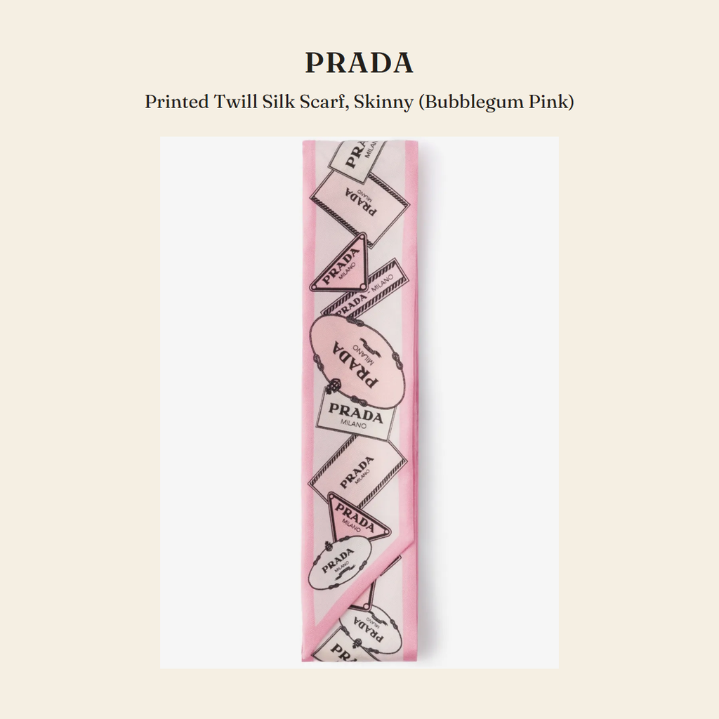 프라다(Prada) Printed Twill Silk Scarf, Skinny (Bubblegum Pink) 스카프 - 영국 정품 직수입 | Lhea UK(레아영국)