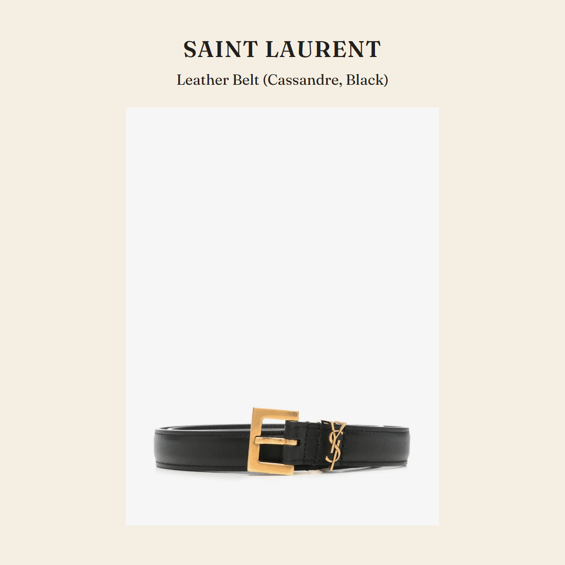 생로랑(Saint Laurent) Leather Belt (Cassandre, Black) 벨트 - 영국 정품 직수입 | Lhea UK(레아영국)