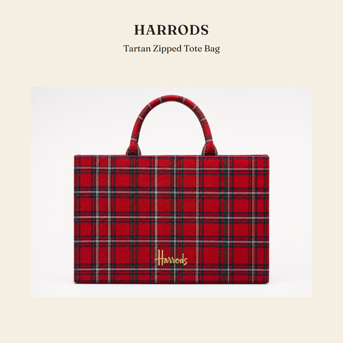 해로즈(Harrods) Tartan Zipped Tote Bag 토트백 - 영국 정품 직수입 | Lhea UK(레아영국)
