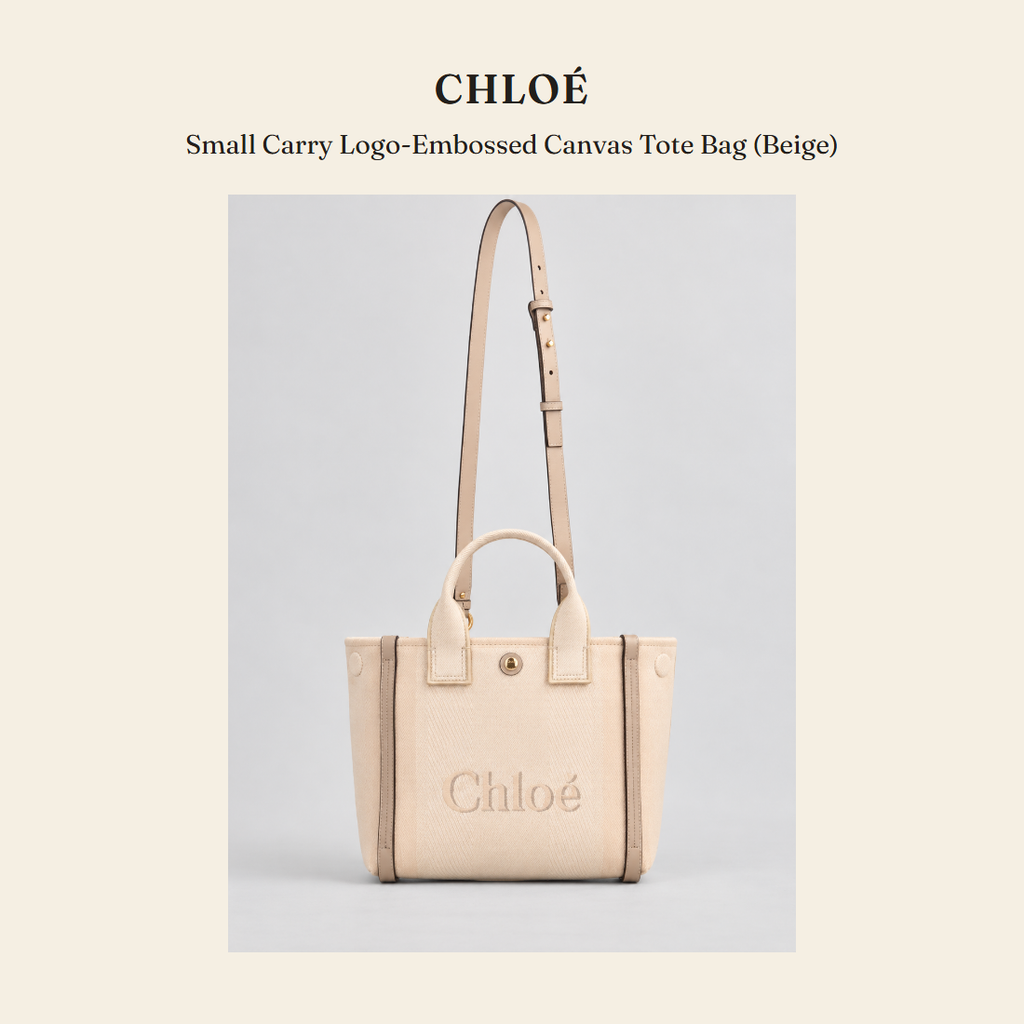 클로에(Chloé) Small Carry Logo-Embossed Canvas Tote Bag (Beige) 토트백 - 영국 정품 직수입 | Lhea UK(레아영국)