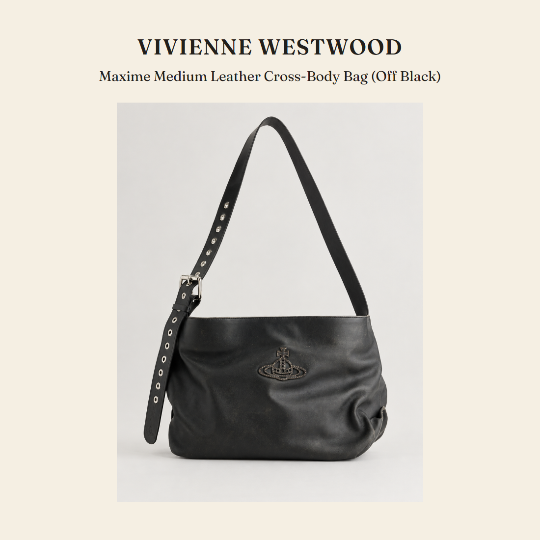 비비안 웨스트우드(Vivienne Westwood) Maxime Medium Leather Cross-Body Bag (Off Black) 크로스바디백 - 영국 정품 직수입 | Lhea UK(레아영국)