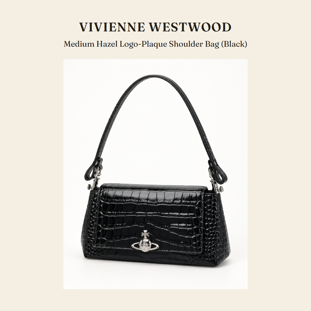 Vivienne Westwood Medium Hazel Logo-Plaque Shoulder Bag (Black) 숄더백 - 영국 정품 직수입 | Lhea UK(레아영국)