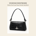 Vivienne Westwood Medium Hazel Logo-Plaque Shoulder Bag (Black) 숄더백 - 영국 정품 직수입 | Lhea UK(레아영국)