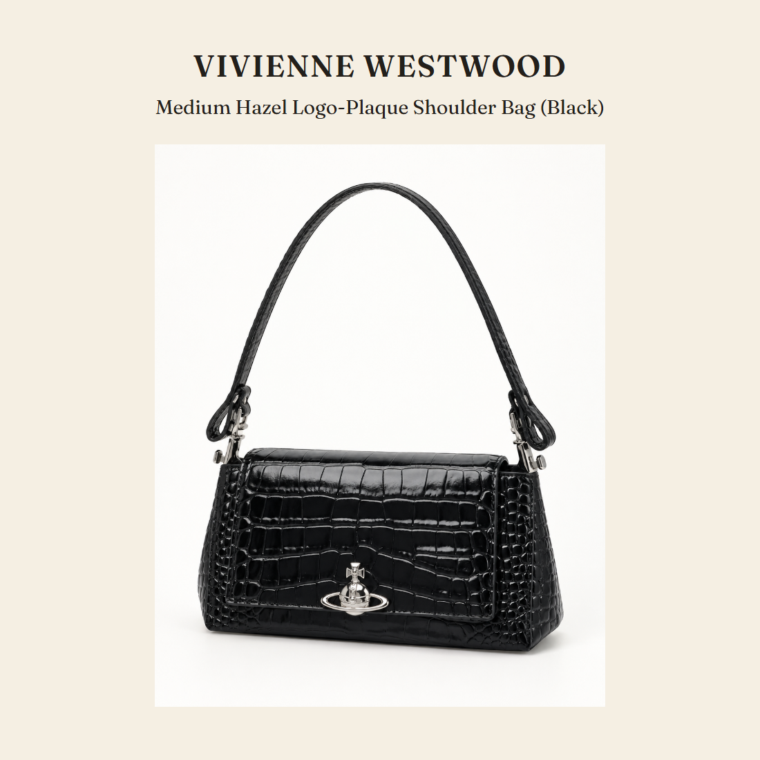 Vivienne Westwood Medium Hazel Logo-Plaque Shoulder Bag (Black) 숄더백 - 영국 정품 직수입 | Lhea UK(레아영국)