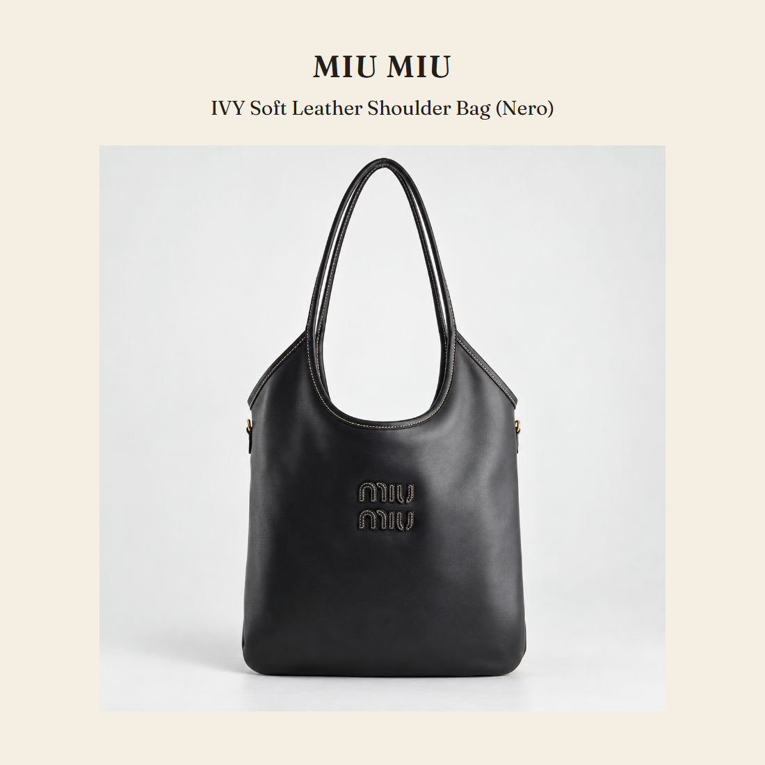 미우미우(Miu Miu) IVY Soft Leather Shoulder Bag (Nero) 숄더백 - 영국 정품 직수입 | Lhea UK(레아영국)