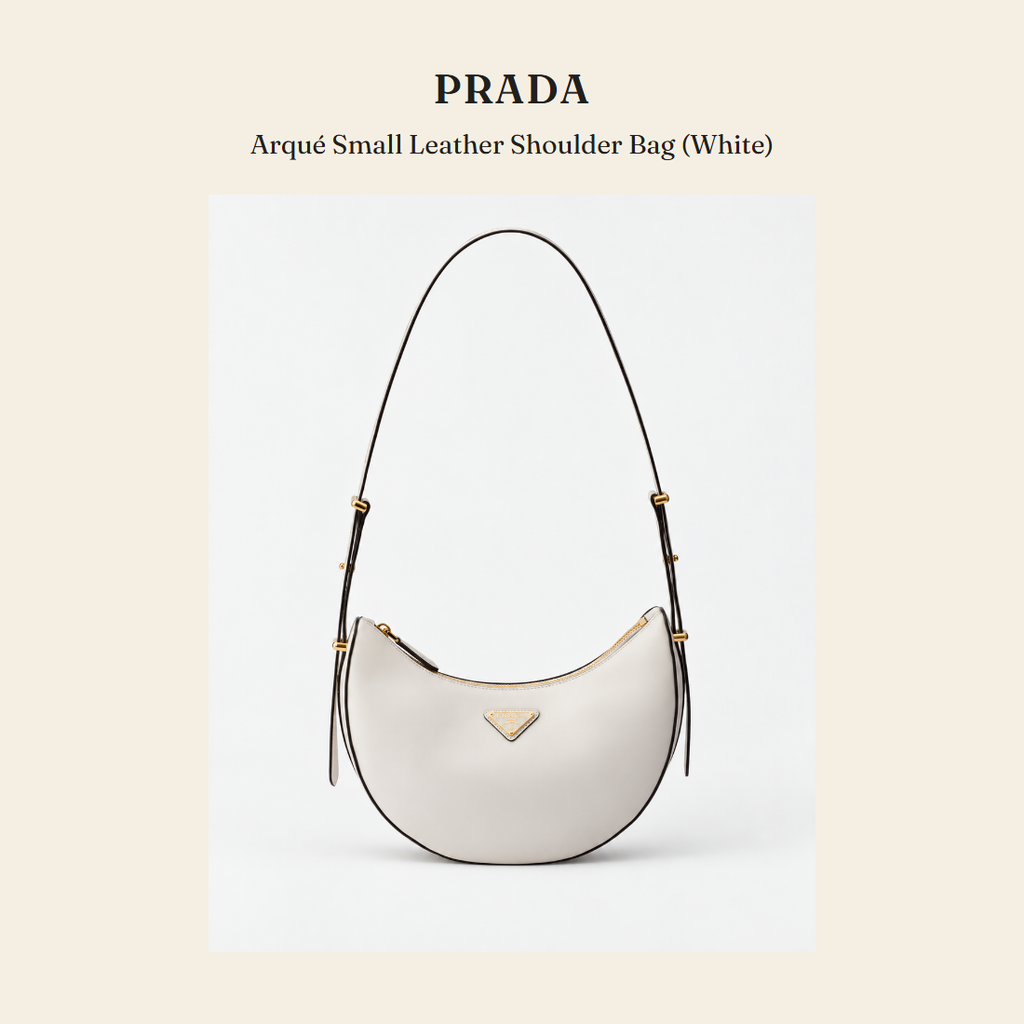 프라다(Prada) Arqué Small Leather Shoulder Bag (White) 숄더백 - 영국 정품 직수입 | Lhea UK(레아영국)