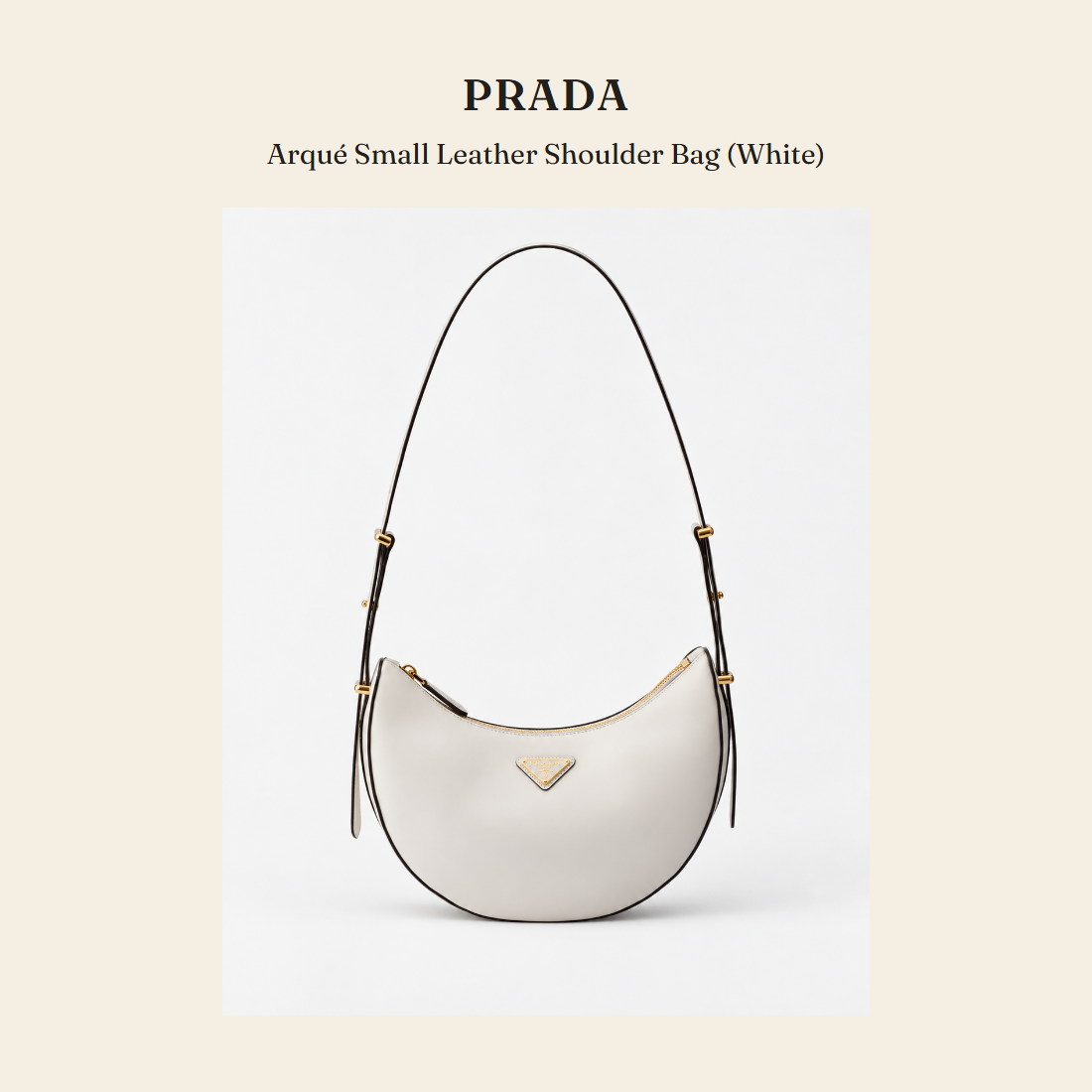 프라다(Prada) Arqué Small Leather Shoulder Bag (White) 숄더백 - 영국 정품 직수입 | Lhea UK(레아영국)