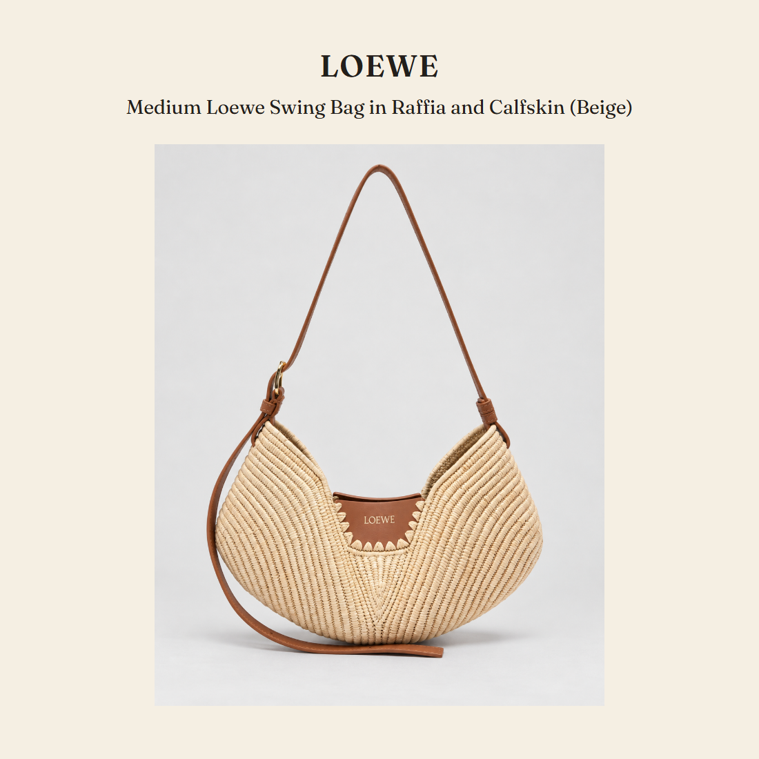 로에베(Loewe) Medium Loewe Swing Bag in Raffia and Calfskin (Beige) 숄더백 - 영국 정품 직수입 | Lhea UK(레아영국)
