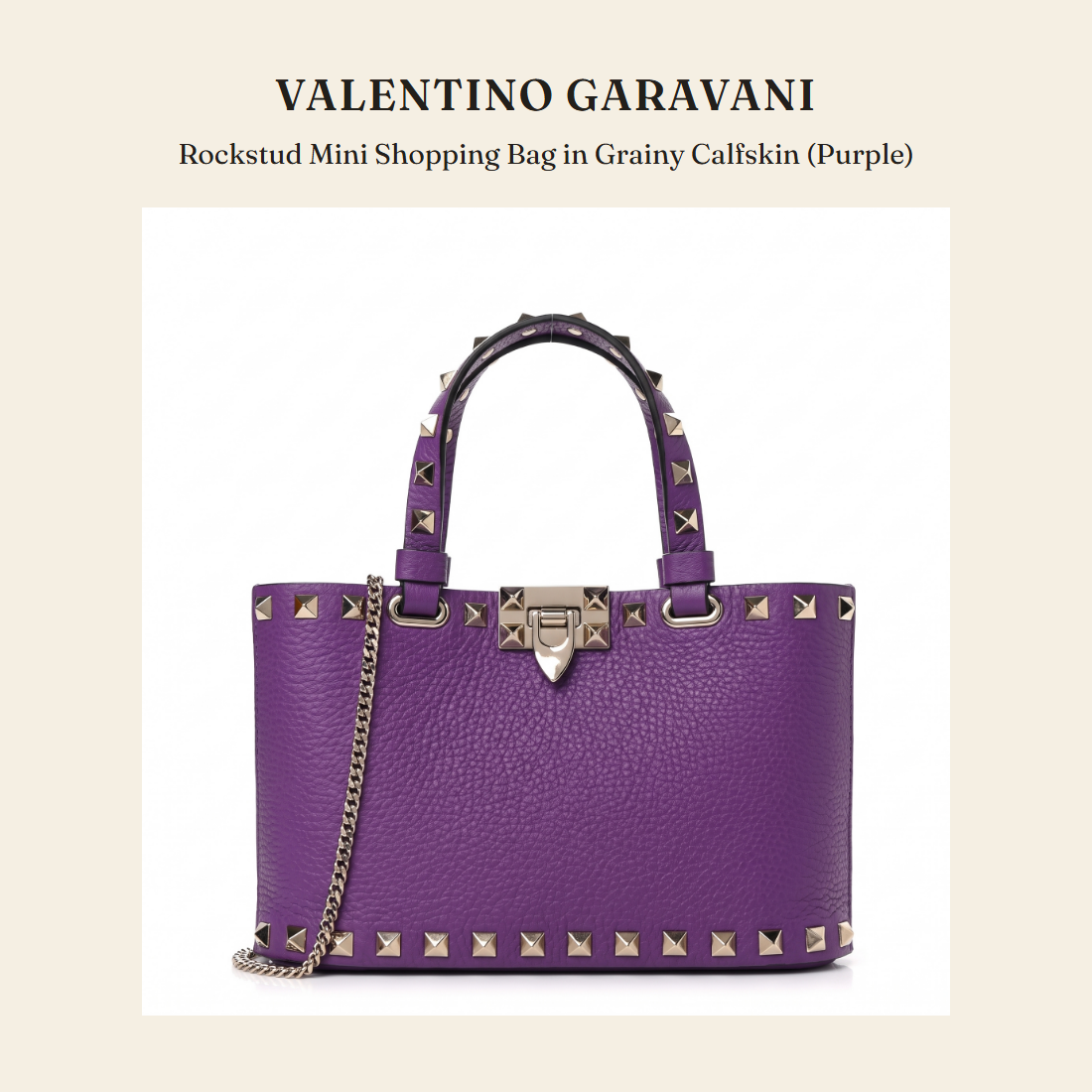 발렌티노 가라바니(Valentino Garavani) Rockstud Mini Shopping Bag in Grainy Calfskin (Purple) - 영국 정품 직수입 | Lhea UK(레아영국)
