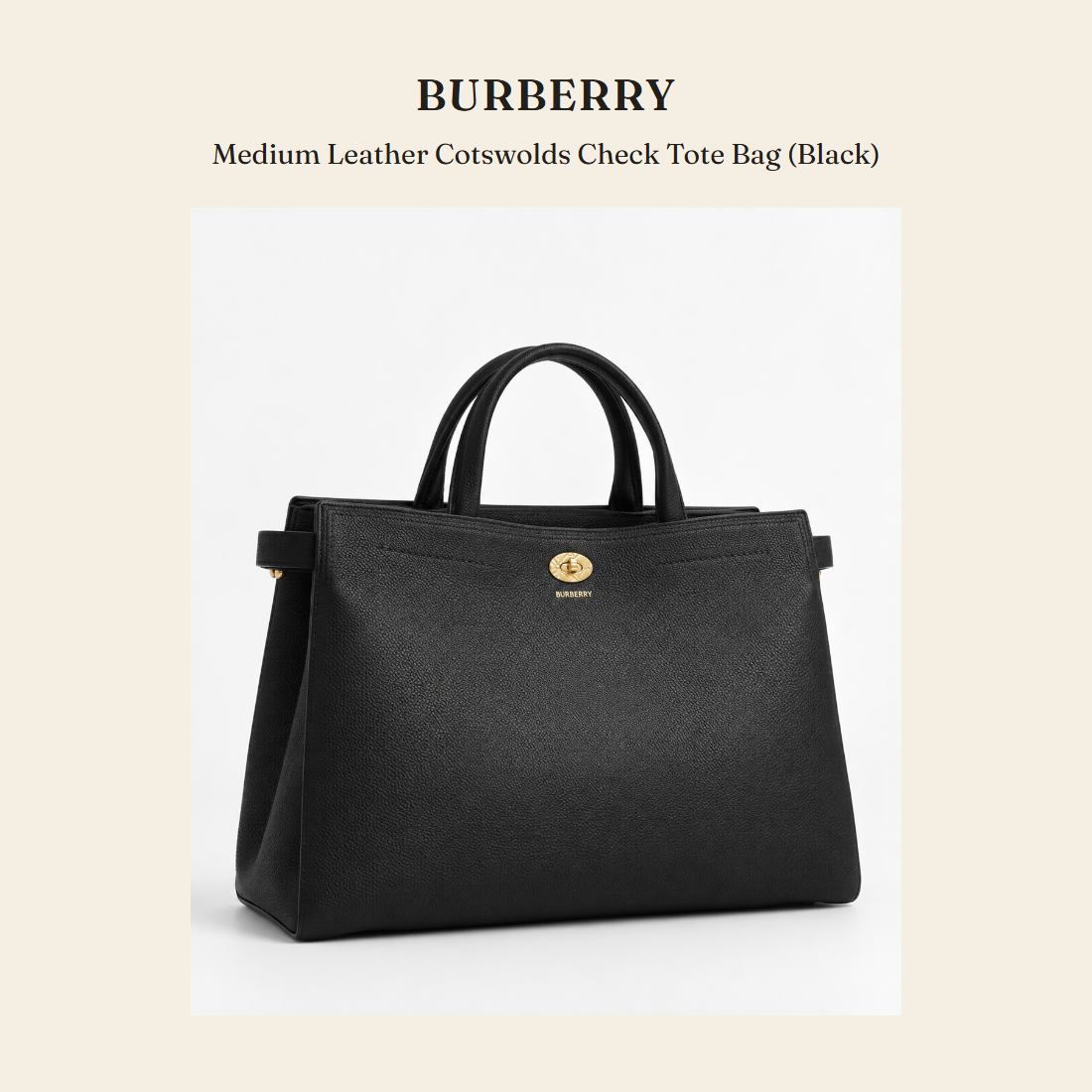 버버리(Burberry) Medium Leather Cotswolds Check Tote Bag (Black) 토트백 - 영국 정품 직수입 | Lhea UK(레아영국)