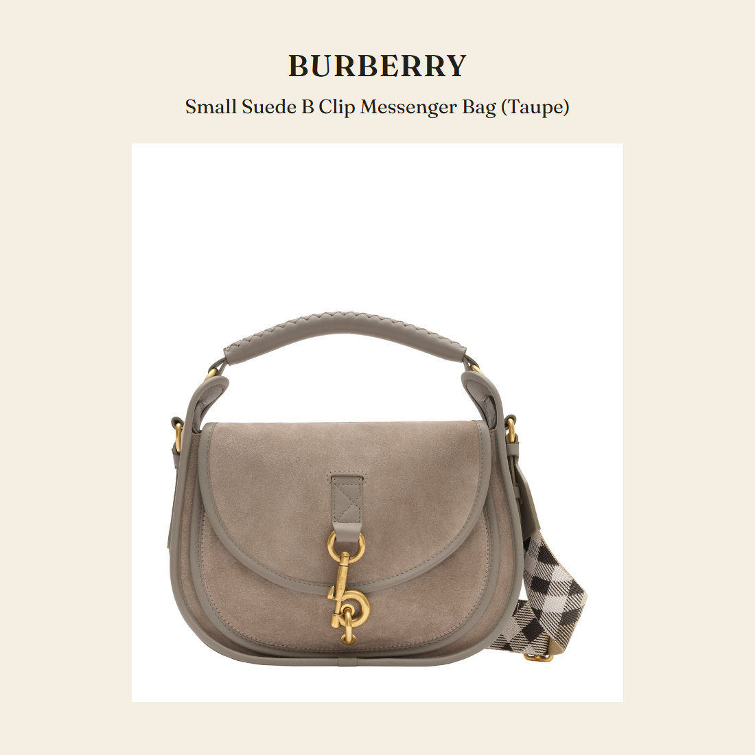 버버리(Burberry) Small Suede B Clip Messenger Bag (Taupe) - 영국 정품 직수입 | Lhea UK(레아영국)