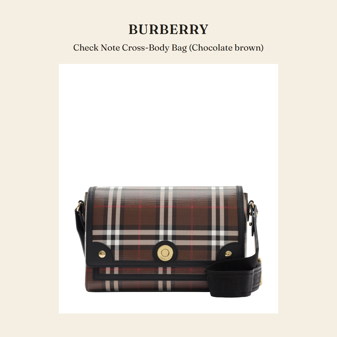 버버리(Burberry) Check Note Cross-Body Bag (Chocolate brown) - 영국 정품 직수입 | Lhea UK(레아영국)