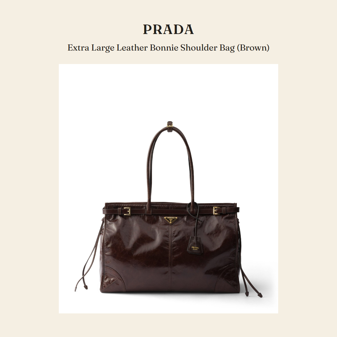 프라다(Prada) Extra Large Leather Bonnie Shoulder Bag (Brown) 숄더백 - 영국 정품 직수입 | Lhea UK(레아영국)