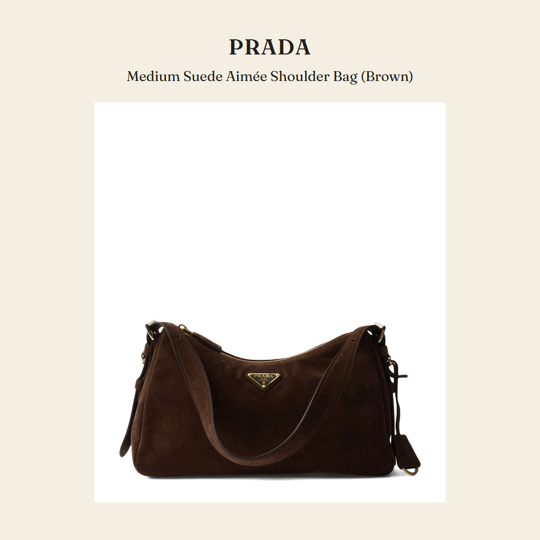 프라다(Prada) Medium Suede Aimée Shoulder Bag (Brown) 숄더백 - 영국 정품 직수입 | Lhea UK(레아영국)