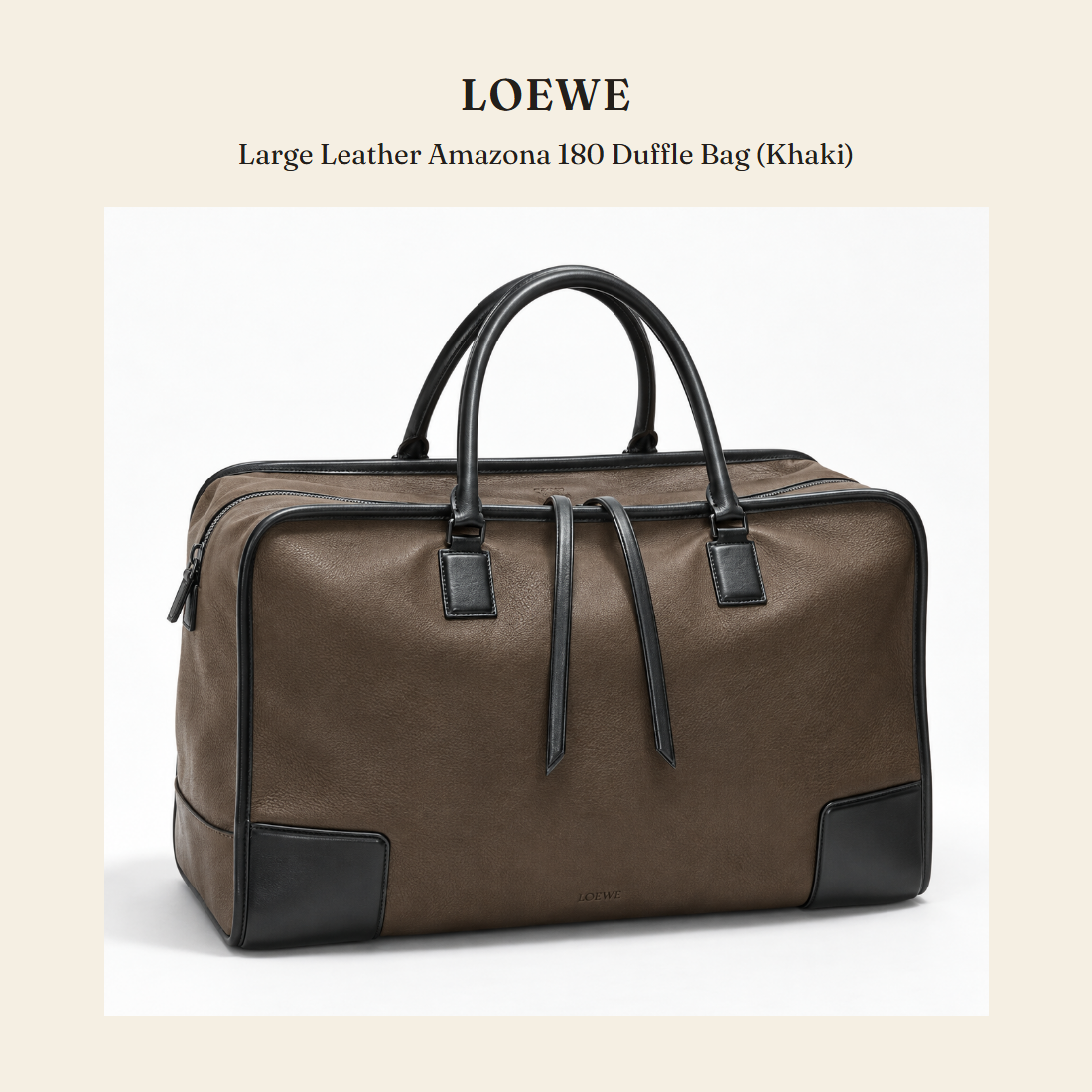 로에베(Loewe) Large Leather Amazona 180 Duffle Bag (Khaki) - 영국 정품 직수입 | Lhea UK(레아영국)