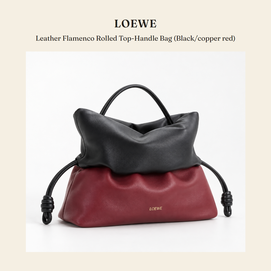 로에베(Loewe) Leather Flamenco Rolled Top-Handle Bag (Black/copper red) - 영국 정품 직수입 | Lhea UK(레아영국)