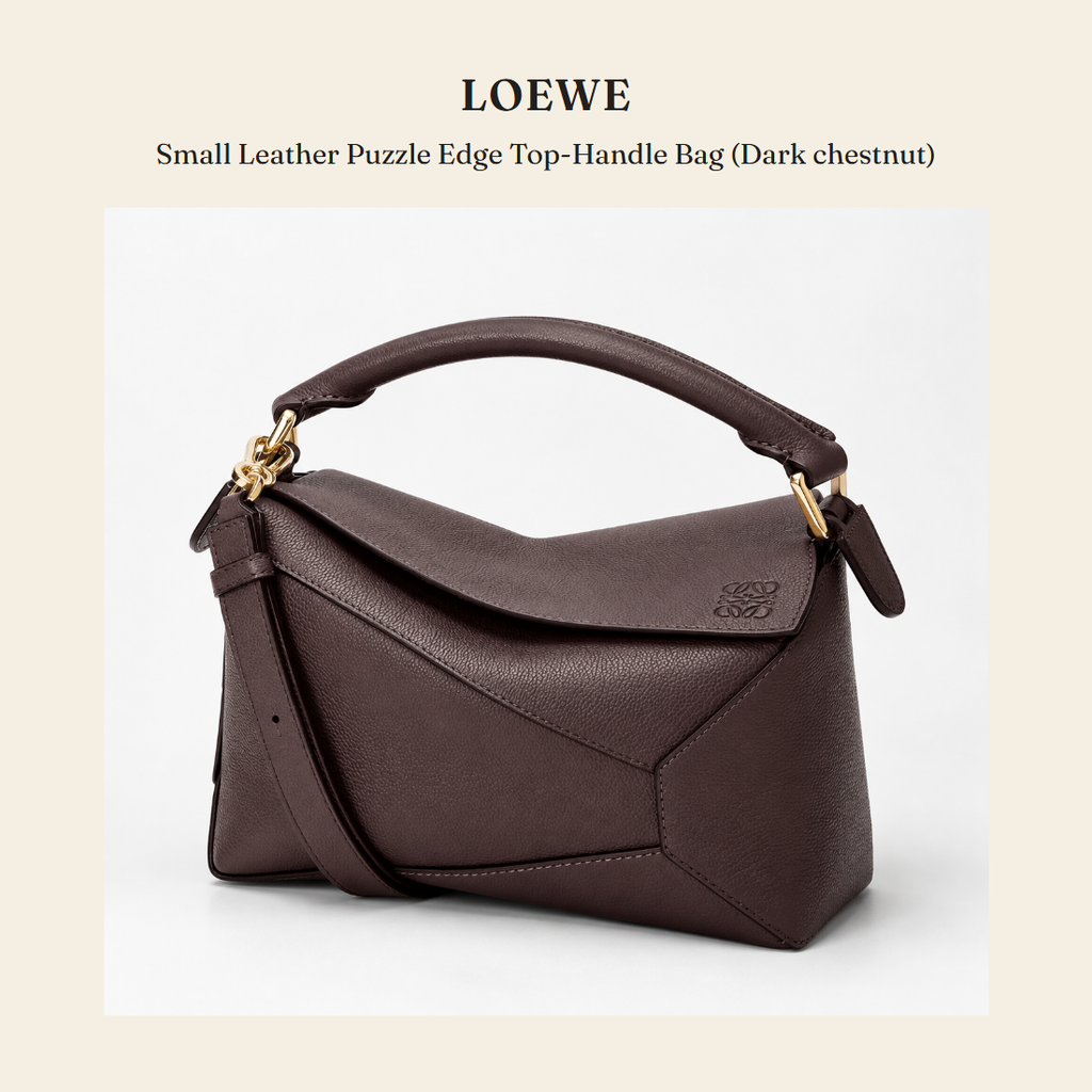 로에베(Loewe) Small Leather Puzzle Edge Top-Handle Bag (Dark chestnut) - 영국 정품 직수입 | Lhea UK(레아영국)