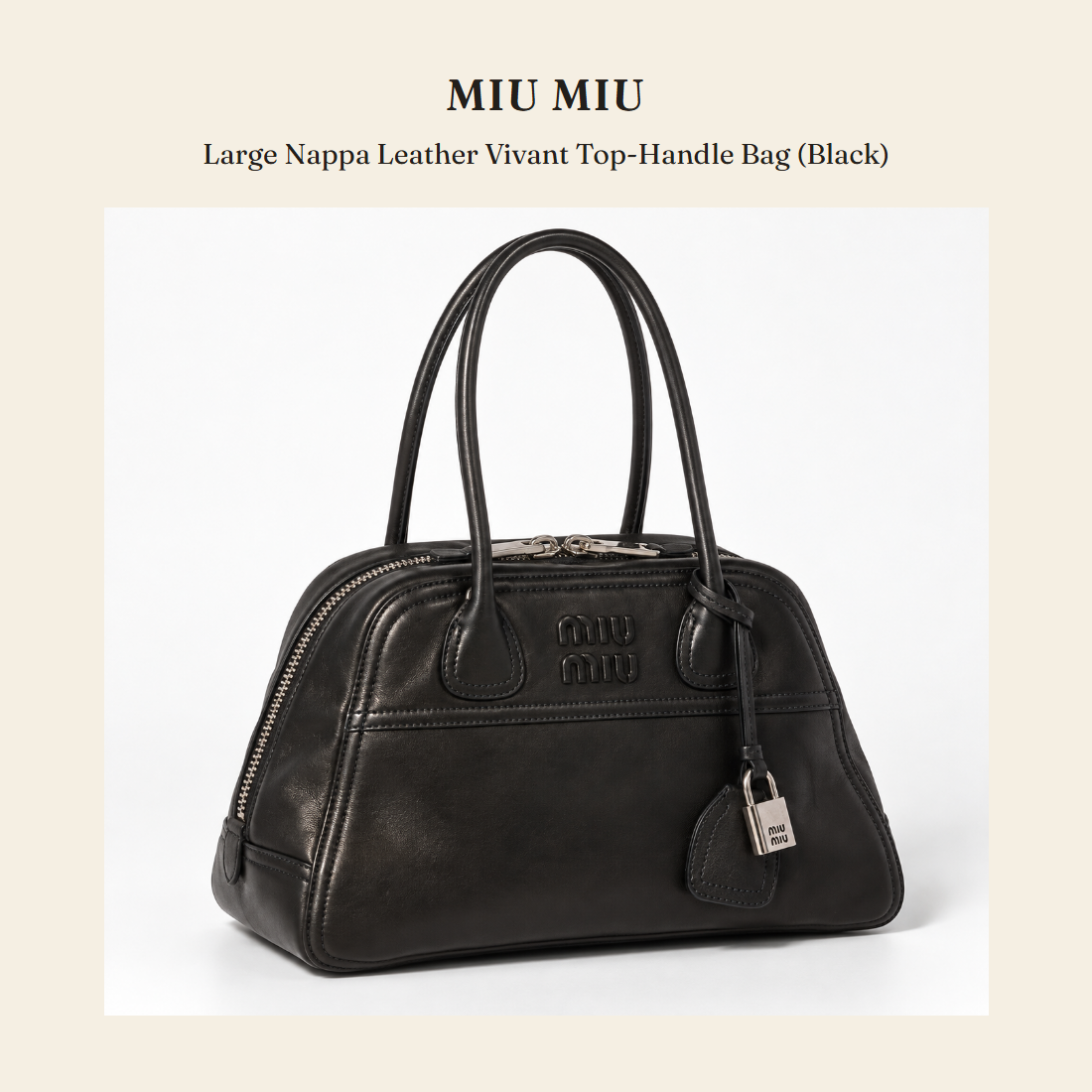 미우미우(Miu Miu) Large Nappa Leather Vivant Top-Handle Bag (Black) - 영국 정품 직수입 | Lhea UK(레아영국)
