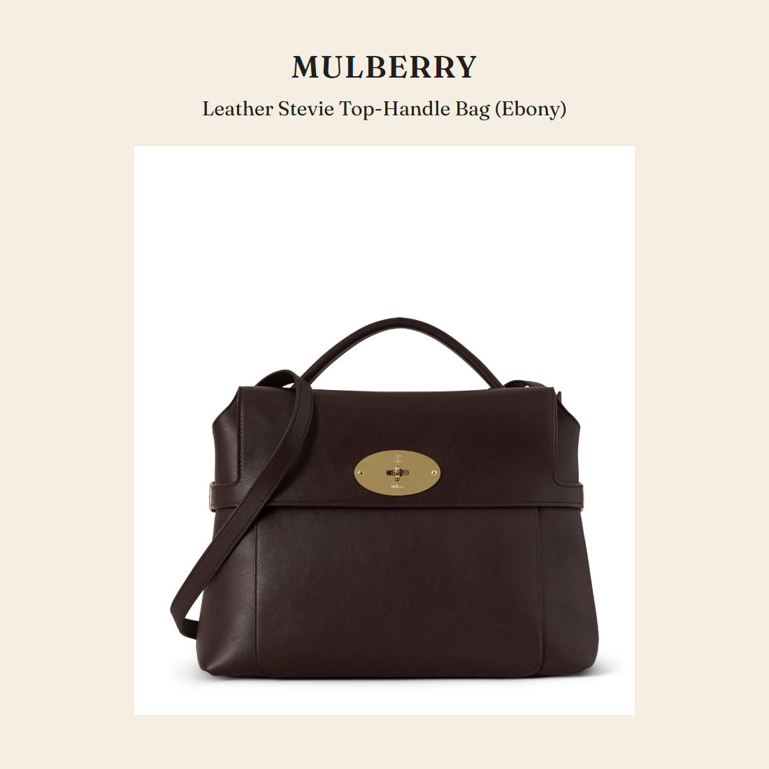 멀버리(Mulberry) Leather Stevie Top-Handle Bag (Ebony) - 영국 정품 직수입 | Lhea UK(레아영국)