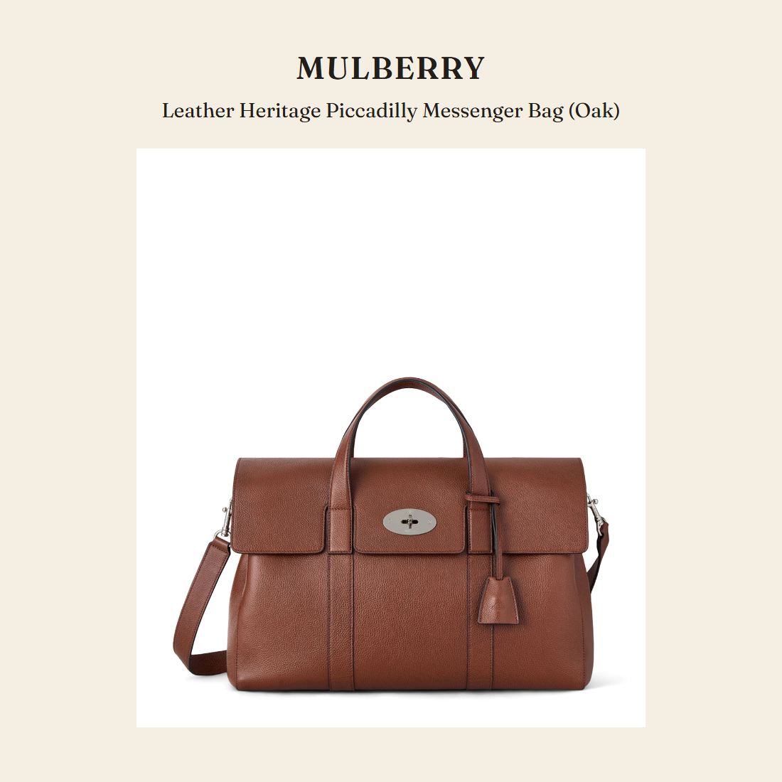 멀버리(Mulberry) Leather Heritage Piccadilly Messenger Bag (Oak) - 영국 정품 직수입 | Lhea UK(레아영국)